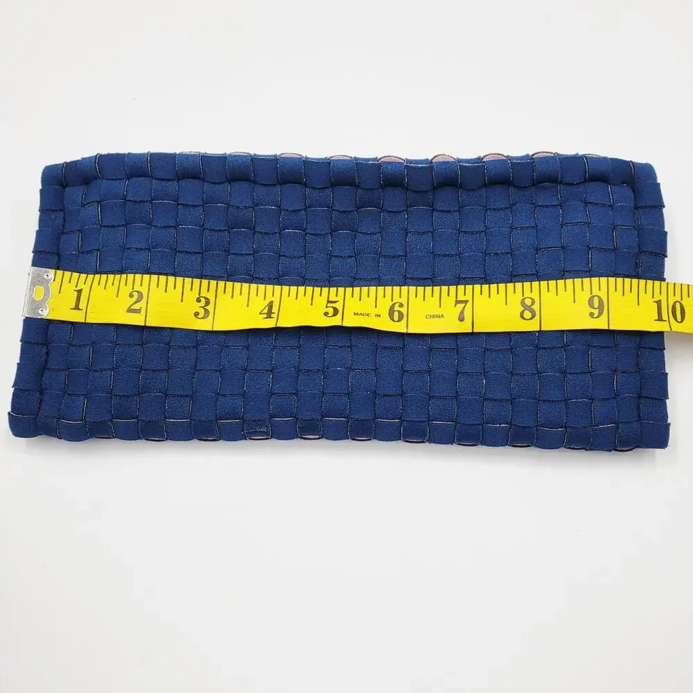 Leghila Blue Woven Neoprene Clutch Handbag Purse Multicompartment Made in Italy